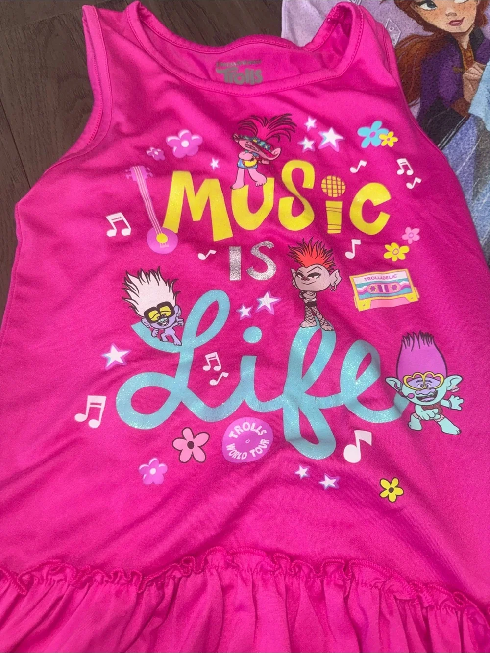 Bundle of girls Disney Princess, trolls pajama dresses and Carter’s pants, short